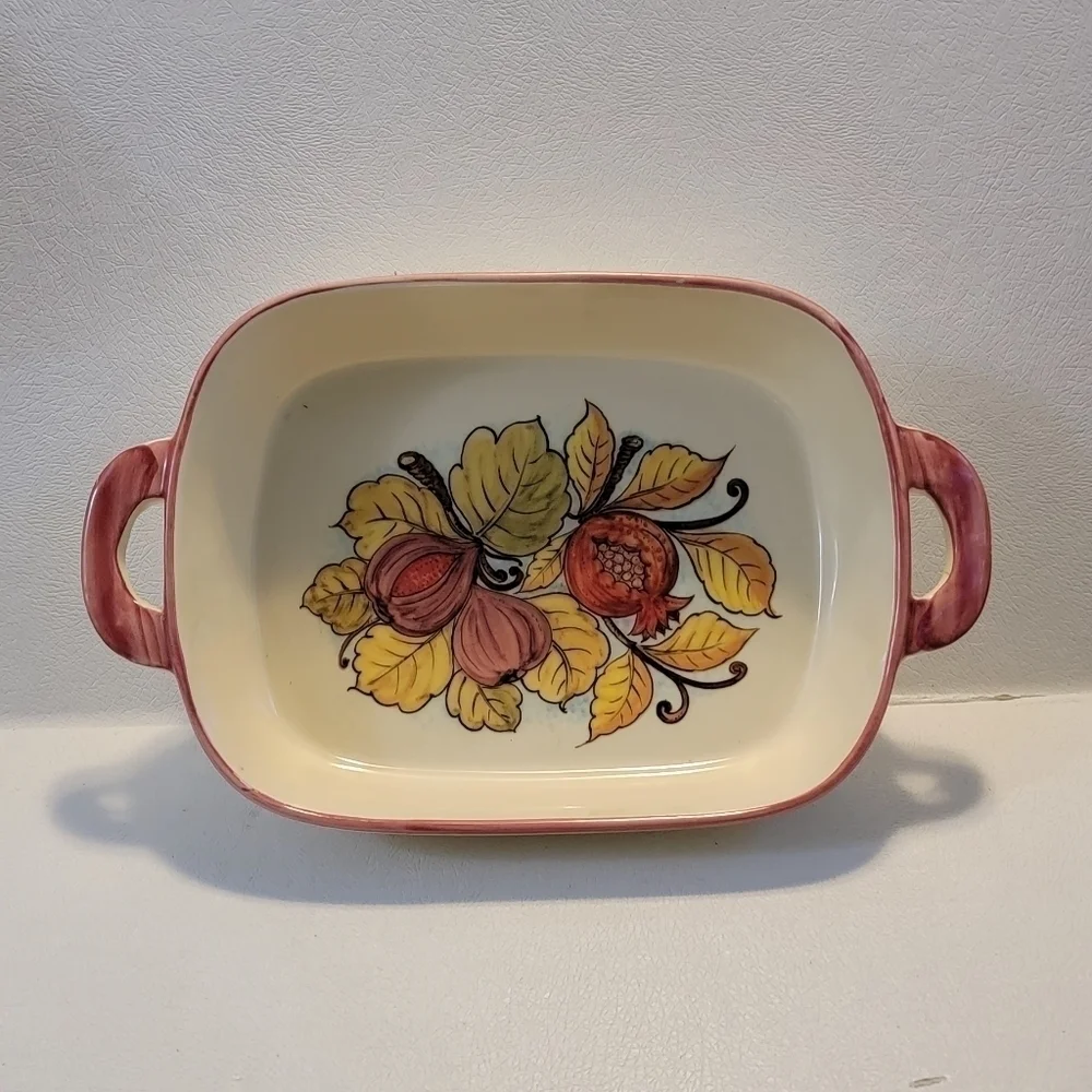 Sur La Table Beige Dishwasher Safe Fall Floral Casserole Serving Plate